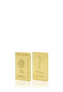 Lingote de Oro Cuerno de la Suerte 14 Kt de 5 g. - idea de regalo Amuleto de la suerte - IGE Gold